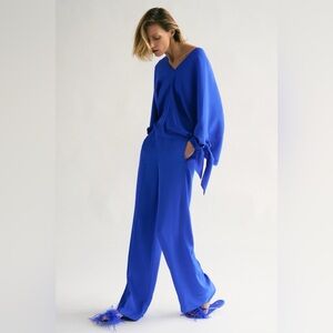 Zara Long Flowy Pant - Royal Blue - Size L